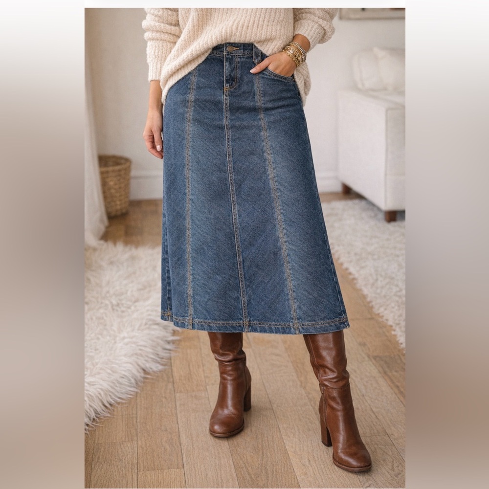 Eddie Bauer Vintage Denim Midi Skirt